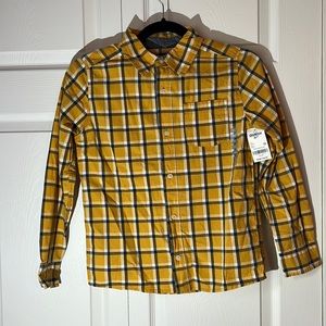 Little Boys Yellow plaid button down shirt size 12